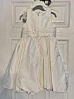 Flower Girl Dress David s Bridal White Satin Sz 4 - Includes Lace Hair Clip
