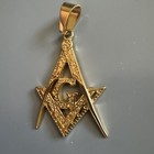 Men s Free Mason Stainless Steel Freemason Symbol Masonic Pendant Chain Gold