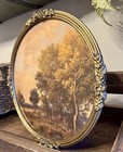 Ornate Vintage-gold Easel Framed Nature 12  Table Shelf Art Vtg Trees Picture