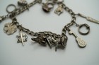 Vintage   Antique Sterling Silver Cowboy Themed Charm Bracelet 7 5  Jb28