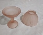 Vintage Light Pink Frosted Satin Glass Fairy Lamp Tea Lamp 2 Piece