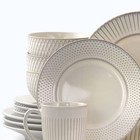 White 16-pc  Embossed Stoneware Dinnerware Set  White