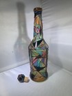 Mosaic Multicolor Stained Glass Bottle With Cork