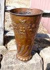 Antique French Country Hand Hammered Copper Umbrella Holder Embossed And Chased