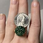 Antique Carved Spinach Jade Ring Signed 14k Yellow Gold Size 7 5