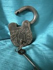 Vintage Brass Etched Padlock With Two Working Skeleton Keys 