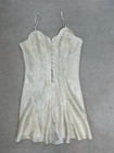 Vtg Victoria   s Secret Cream S Satin Slip Dress Chemise Lingerie Sweetheart Neck