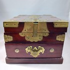 Vintage Geisha Asian Traveling Makeup Box Vanity Trinket Case W fold Mirror