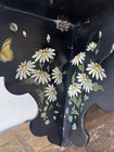 Beautiful Black Lacquer Papier Mache Victorian Antique 19th Century Corner Shelf