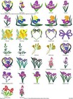 596 Spring Flowers Iris Tulip   More Embroidery Machine Designs Patterns Pes Usb