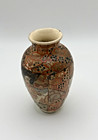 Antique Japanese Satsuma Vase Hand Painted Gold Gilt Crackle Glaze Meiji Era