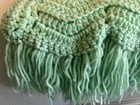 Handmade Chevron Stripe Turquoise   White Afghan Throw Blanket Zig Zag 34x50   