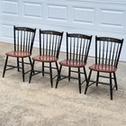 2001 Hitchcock Harvest Stenciled Cherry Windsor Dining Chairs  Set Of 4