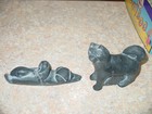 4 Antique Alaskan Inuit Art   Eskimo hand Carved  Made Of  Stonel Canoe  Dog    