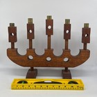 Vintage Wooden Wood Candelabra 5 Arm Centerpiece Mcm Style Free Shipping 