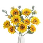 Artificial Sunflower Bouquets 9 Heads Fake Silk Sunflowers Faux Yellow