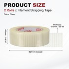 2 Rolls Filament Strapping Tape  1 9 16 x54 7yd Fiberglass Mesh Packaging