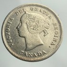 1887 Canada Small Five Cents Queen Victoria Circulated 5 Silver Coin Ngs037