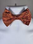 Men s Red And Gold Floral Paisley Adjustable Wedding Fashion Dress Bow Tie 