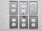 Lot Of 6 Vintage Rustic Black Steel Wall Plates     5 Outlet  1 Toggle  Wood Grain