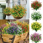 2 4 8 Bundles Artificial Flowers Outdoor Uv Resistant Plastic Plant Silk Flower
