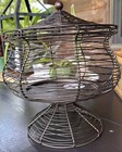 Vintage Partylite Woven Metal Wire Lantern 3 Wick Candle Holder Basket Pedestal