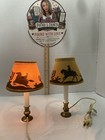 Vintage Pair Western Cowboy Lamps Matching Cactus Horse Shades Table Lamps