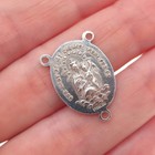 925 Sterling Silver Antique Art Deco Jesus   St  Mary Rosary Chain Charm Pendant