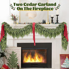 2-pack 6ft Christmas Cedar Garland  Faux Pine Greenery Mantel   Holiday Decor
