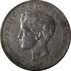 Philippines Alfonso Xiii Silver 1897 Peso Aunc Nice Toned Km  154  28 103 