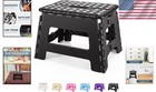 9-inch Foldable Step Stool - Heavy Duty Black Portable Stool  300 Lbs Cap 