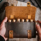 Ruck   River Leather Spice Holder Kit W  6 Jars Travel Spices Pouch Camp Cooking
