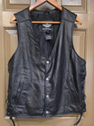 Harley Davidson Leather Vest Mens Sz Med Euc Embroidered Graphic Side Lace