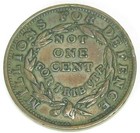 Hard Times Token Not One Cent  Ht 45  Fine   136