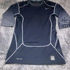 Nike Pro Combat Half Sleeve Compression Shirt Back Vented Black Gray Mens Large