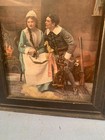 Antique Victorian Dark Oak Frame With Vintage  courting At The Fireplace  C1890s