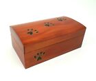 Medium Pet Cremation Urn Inlay Paw Print Wood Box Cat Dog Ashes Memorial Chest