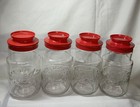 Set Of 4 Vintage Anchor Hocking Glass Jar 1776 Maxwell House Bicentennial Eagle 