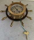 Chelsea Ship s Bell Clock With Key   Vintage   Bronze   Works Great    Nice 