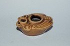 Cicada-shaped Inkwell And Brush Holder  Stoneware  Amber Glaze  Antique  China