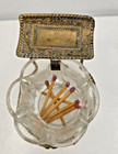 Rare Antique Pressed Glass   Embossed Brass   Twisted Metal Match Strike Holder