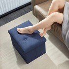 Storage Ottoman Foot Rest Stool  17 Inch Linen Bench  Light Blue