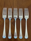 1847 Rogers Bros Heraldic Dinner Forks  Hammered Monogrammed 7 1 2    Lot Of 5