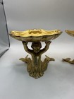 Vintage Pair Solid Brass Mermaid Figural Shell Compote Tazza Dishes 5     