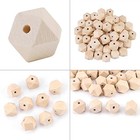  50 Pcs  Geometric Wooden Beads Unpainted Polyhedron Faceted 20 Mm Wooden