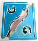 Wood Decorative Corbel Brackets Set 14x10x3 Distressed Turquoise Scroll Rustic
