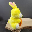 Bright Yellow Bunny Rabbit Plush Vintage Blair 6  Easter Stuffed Animal Carrot