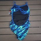 Tyr Women s Durafast Elite Green blue Vitric Trinityfit 1 Piece Swim Sz 34 New