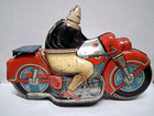 Vintage 1960s Haji Touring Tin Litho Friction Toy Motorcycle   Parts Or Repair