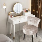 Vanity Stool Dressing Make-up Chair Padded Sponge Seat With Backrest Wooded Legs